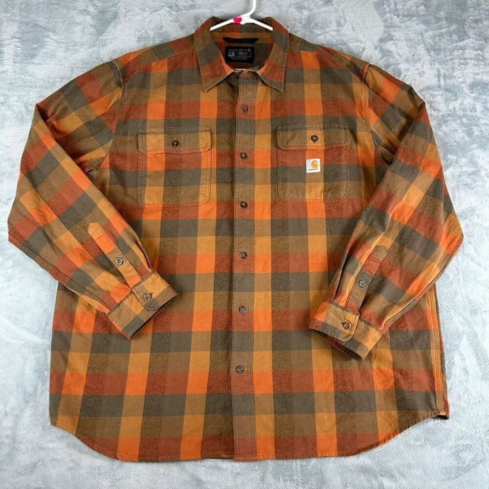 Carhartt Men's Loose Fit Heavyweight Flannel Long Sleeve Plaid Shirt